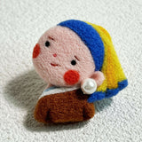 Handcrafted Wool Felt Artist Brooches[Girl with a Pearl Earring]