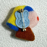 Handcrafted Wool Felt Artist Brooches[Girl with a Pearl Earring]