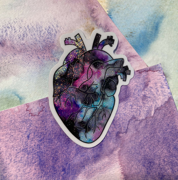 Glitter Cosmic Anatomical Heart Sticker