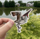 Dancing Crane Bird w/Roller Skates and Headphones Sticker