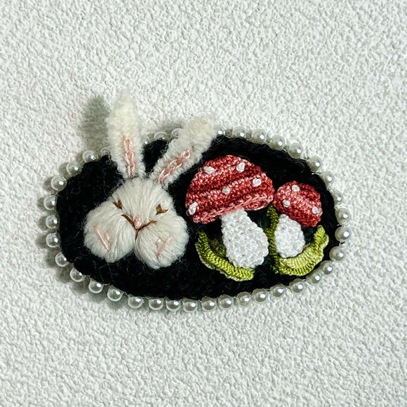 Enchanted Bunny & Mushroom Hair Clip