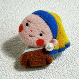 Handcrafted Wool Felt Artist Brooches[Girl with a Pearl Earring]