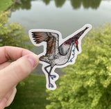 Dancing Crane Bird w/Roller Skates and Headphones Sticker