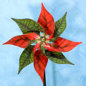 Red Green Poinsettia Pinwheel Wind Spinner Whirligig Windmill Fan