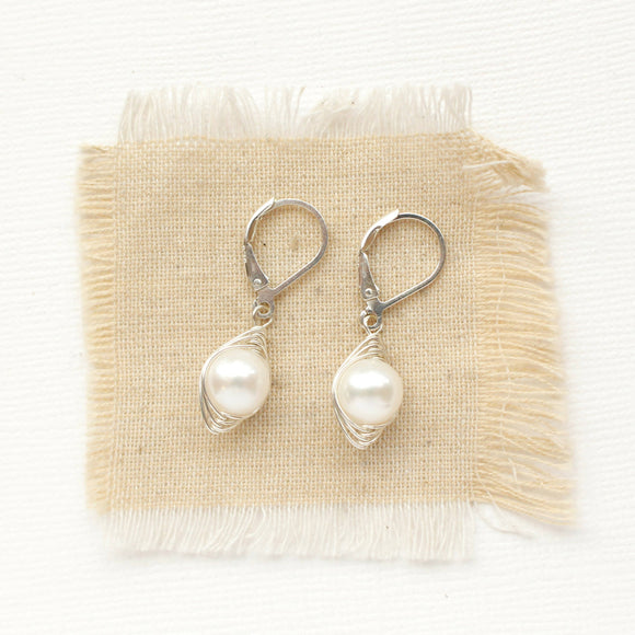 Perfect Pearl Bright Silver Earrings