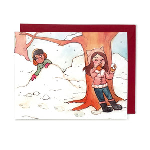 Snowball Fight Greeting Card