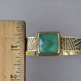 Green Onyx Deco cuff bracelet in solid brass