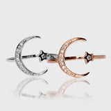 Crescent Moon & Star Ring