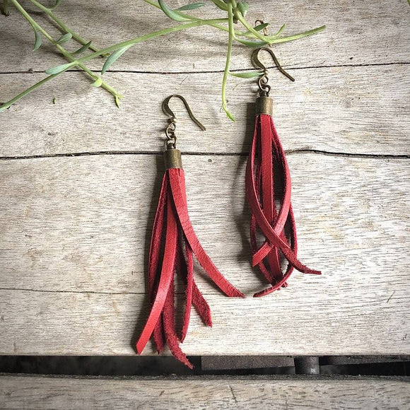 Mini Tassel Earrings - Red