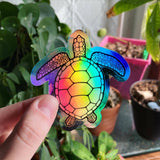 Holographic Galaxy Sea Turtle Sticker