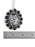 Black & White Zebra Large Beaded Pendant Necklace