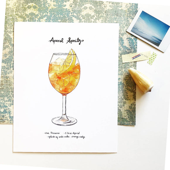 Aperol Spritz cocktail art print