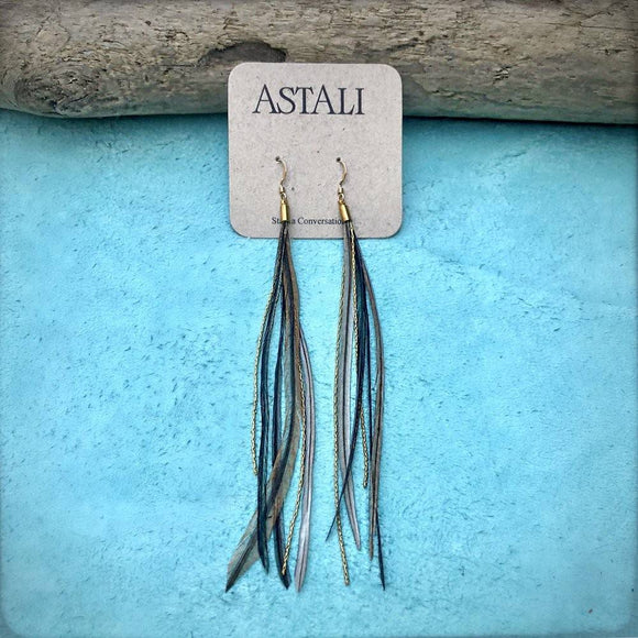 Mini Feather Earrings - Charcoal & Taupe