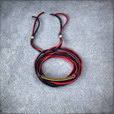 Leather Wrap Choker - Red &amp; Black