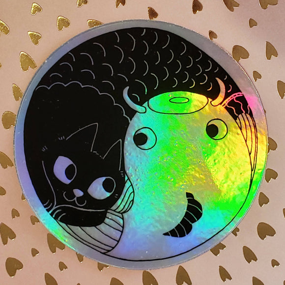 Holographic Catfish Fishcat Sticker
