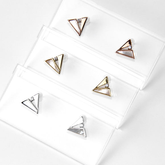 Triangle Mother of Pearl Stud Earrings