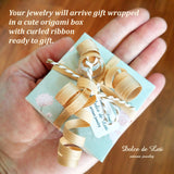 Triple amazonite gold dangle artisan earrings. March or December birthday gift for women.