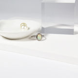 Oval White Fire Opal Ring