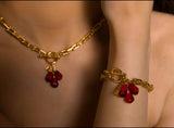 Pomegranate Seeds Bracelet in Gold & Red by Anet's Collection