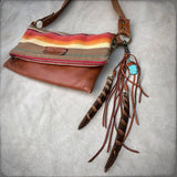 Feather &amp; Leather Bag Clip - Rust