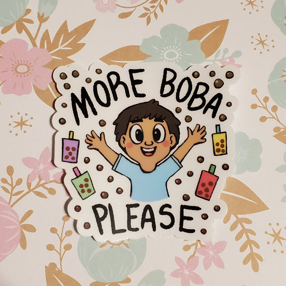 More Boba Please Boy Vinyl Sticker