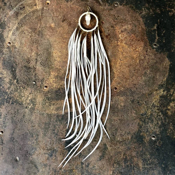 Dreamcatcher Feather Earring - White