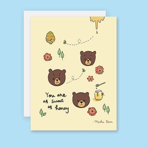 Sweet as Honey Card, Cute Bear Love Card