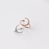 Crescent Moon & Star Ring