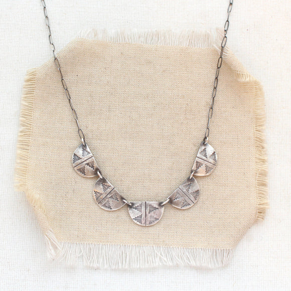 Pakal Collar Stamped Silver Necklace