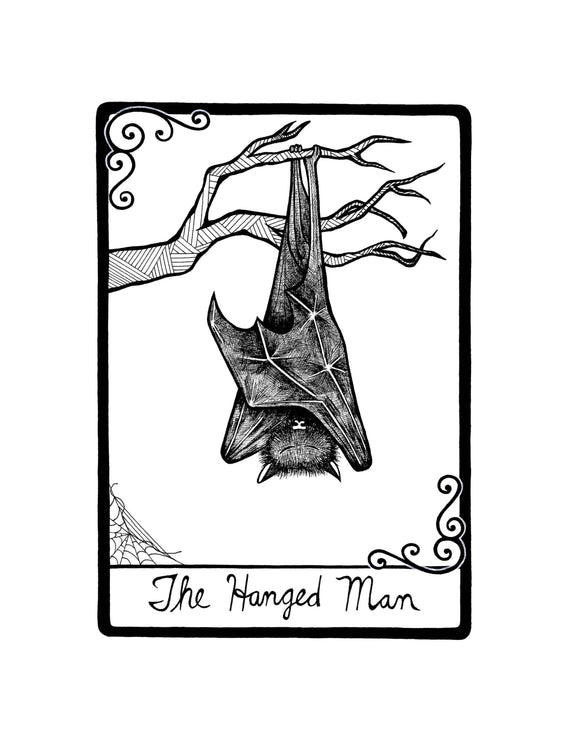 The Hanged Man Tarot Card Bat Art Print