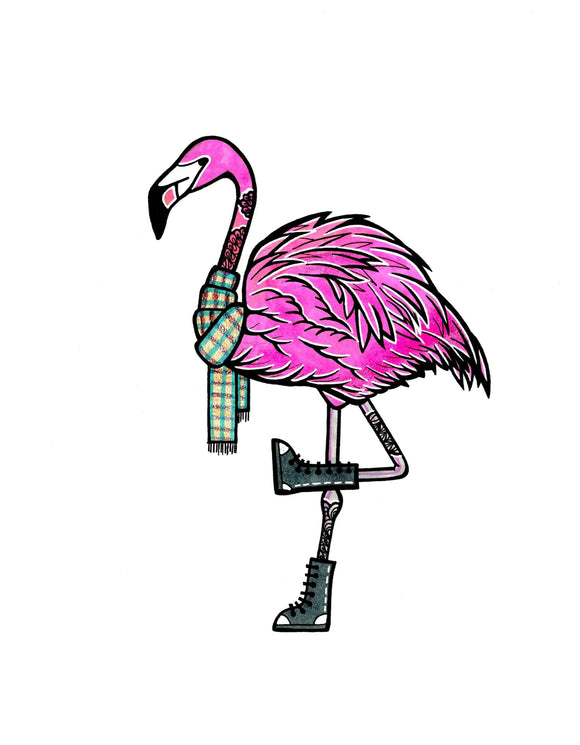 Cozy Flamingo Bird Art Print