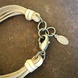 Multi Strand Leather Bracelet - Cream / Silver
