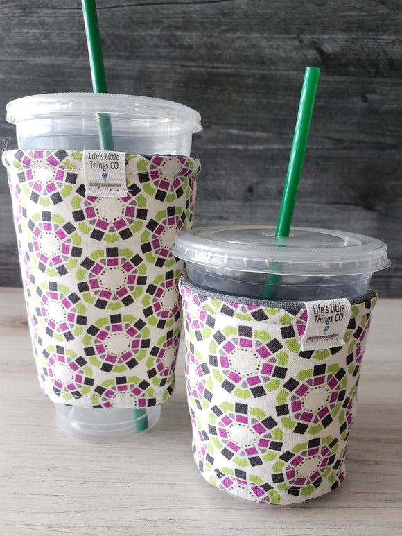 Iced Beverage Cup Snug - Heptagon & Squares