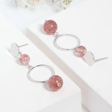 Strawberry Quartz Circle Earrings