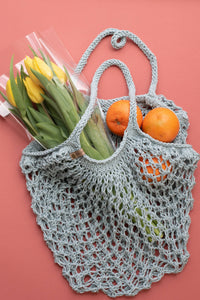 Hand Knit Cotton Mesh Market Bag | Reusable Shopping Bag | Knit Market Tote Bag | Knit Beach Bag