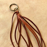 Leather Tassel Key Ring - Rust