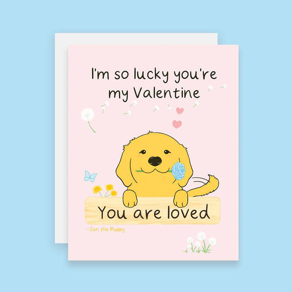 Valentine's Day Puppy Card, Cute Golden Retriever Card