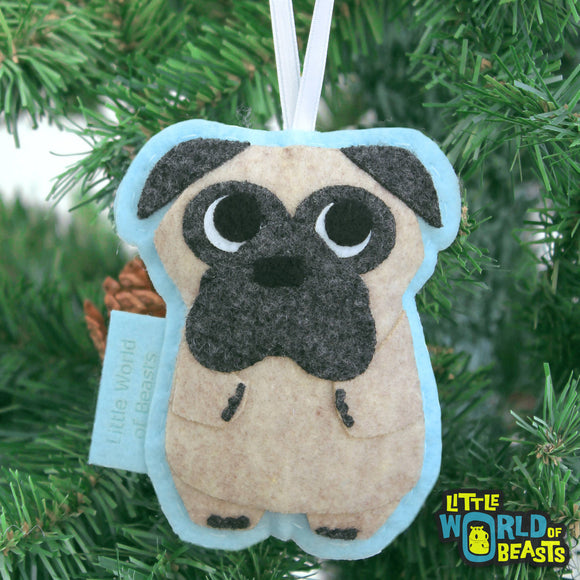 Peaches the Pug Ornament