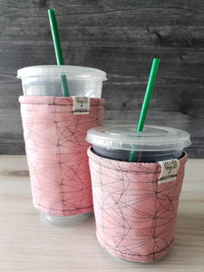 Iced Beverage Cup Snug - Pink Lines