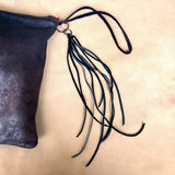Leather Tassel Key Ring - Charcoal &amp; Black
