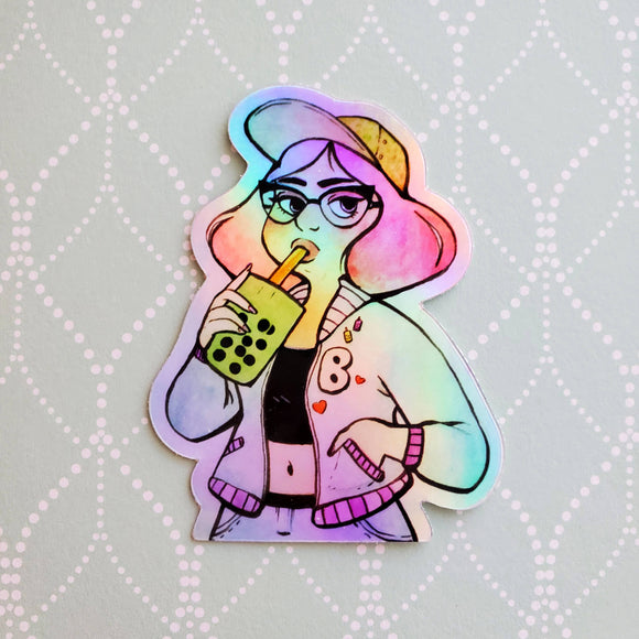 Boba Babe Holographic Sticker