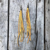 Leather Tassel Earrings - Gold
