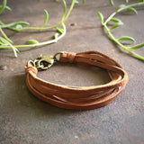 Multi Strand Leather Bracelet - Rust