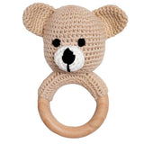 Beary the Bear Lovey Mini Blanket with Removable Teething Rattle Ring