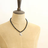 Knotted Onyx Pakal Moon Necklace