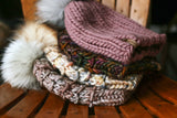 Merino Wool Knit Hat with Faux Fur Pom Pom (Multiple Colors Available)