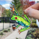Tree Frog and Coffee Transparent Sticker