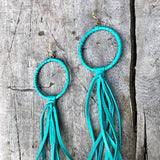 Hoop Tassel Earrings - Turquoise