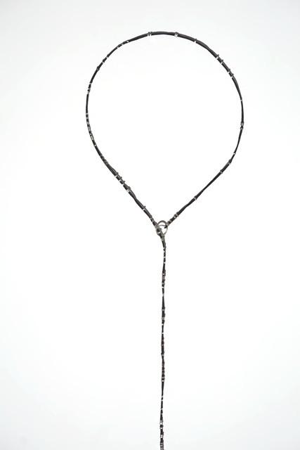 SIRI Silk Lariat Necklace - Silver Beads