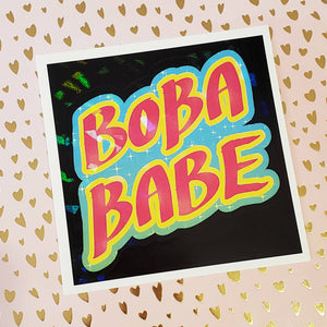 Boba Babe Holographic Sticker